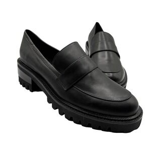 AEROSOLES Ronnie Loafers Women's Size 8 Black Leather Slip On Comfort Shoes NWOB